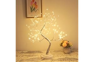 JOINTWIN Fairy Light Tree 108 Led Twinkle Tree Fairy Light Spirit Tree Lamp Battery/USB Operated 6 Hours Timer Function with 8 Lighting Mode Silver Adjustable Branches Home Decoration(Warm White)