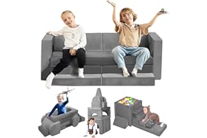 OSYKIU 18PCS Modular Kids Play Couch, Convertible Sectional Sofa for Toddlers, DIY Creative Playroom Furniture, Foam Floor Cushion for Boys and Girls, Building Fort and Lounge Set