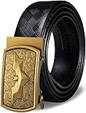 Barry.Wang Mens Ratchet Belt,Bat Buckle Belts