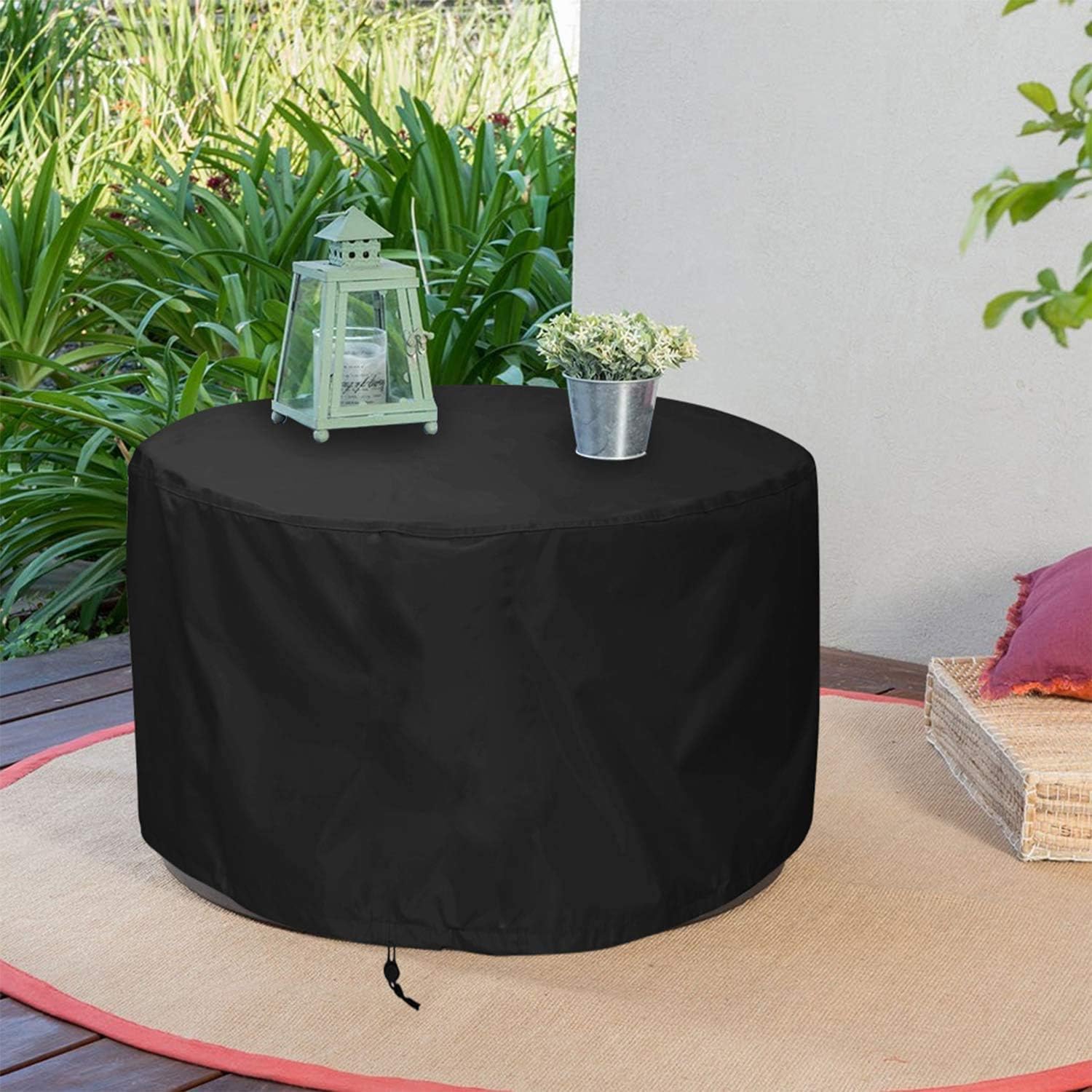 Round Deck Boxes Covers,Round Outdoor Storage Table Deck Box Cover (Black,28in): Kitchen & Dining