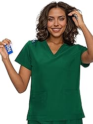 floralhue Scrub Tops for Women, Curved V-Neck Scrub