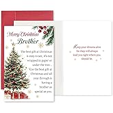 hvdler Heartfelt Brother Christmas Card, Merry Christmas Card from Sister Brother, Sweet Xmas Gift for Bro