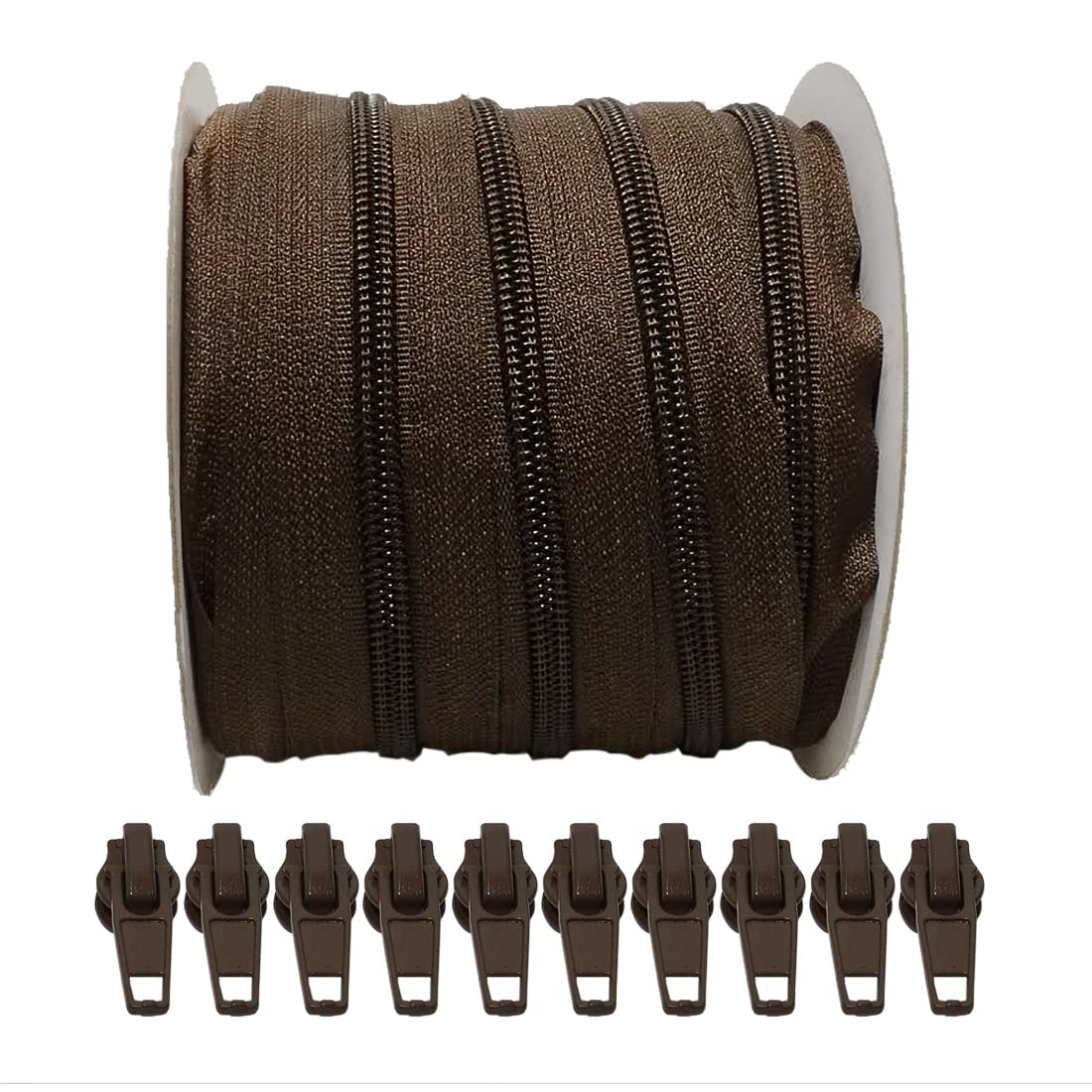 20 Meters Roll Continuous Zipper Nylon 3#, with 25 Auto Metal Sliders for Sewing, (20M, 303)