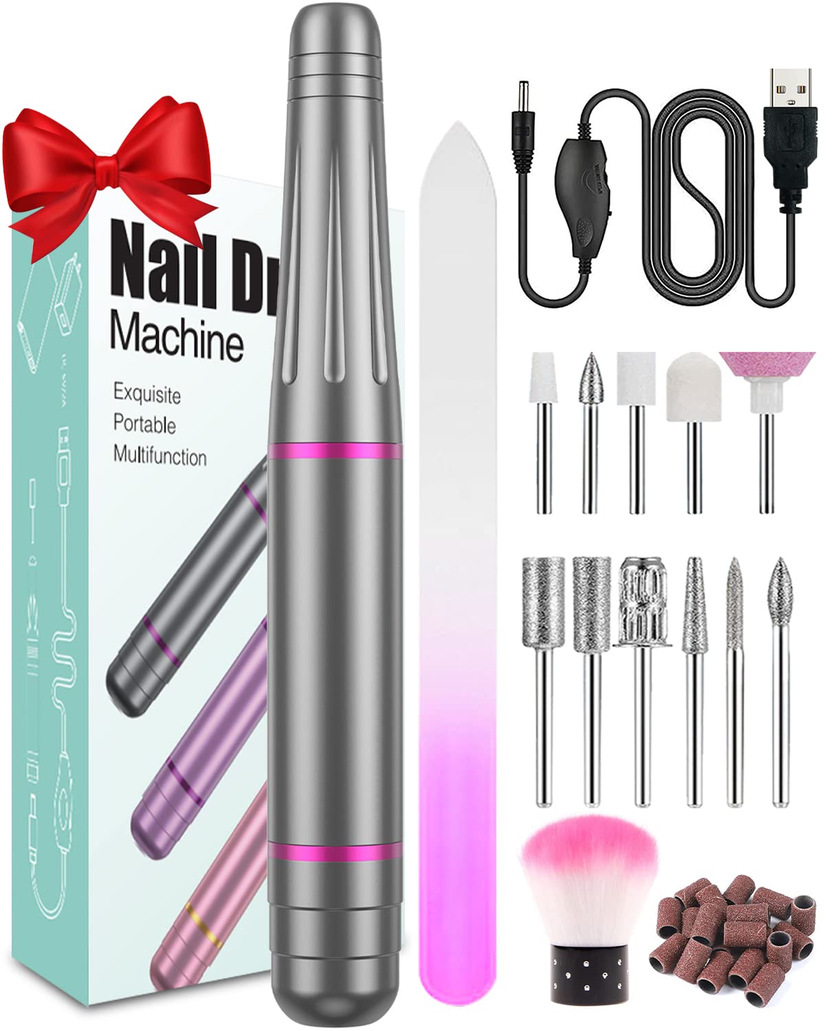 Nail Drill, Electric Nail Files for Acrylic and Gel Nails, Professional Nail Drill Machine, Portable Efile for Shaping, Fixing, Smoothing Nails and Cuticles