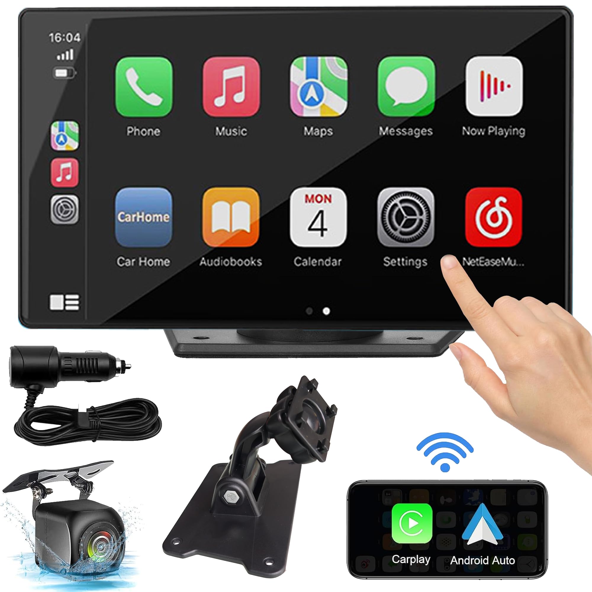 Photo 1 of *UNTESTED*
Hynhsun Portable Wireless Apple Carplay/Android Auto Screen for Car, 7" HD Touchscreen Car Stereo with Mirror Link, Bluetooth 5.0, AUX,FM,Backup Camera,Navigation for All Vehicles
