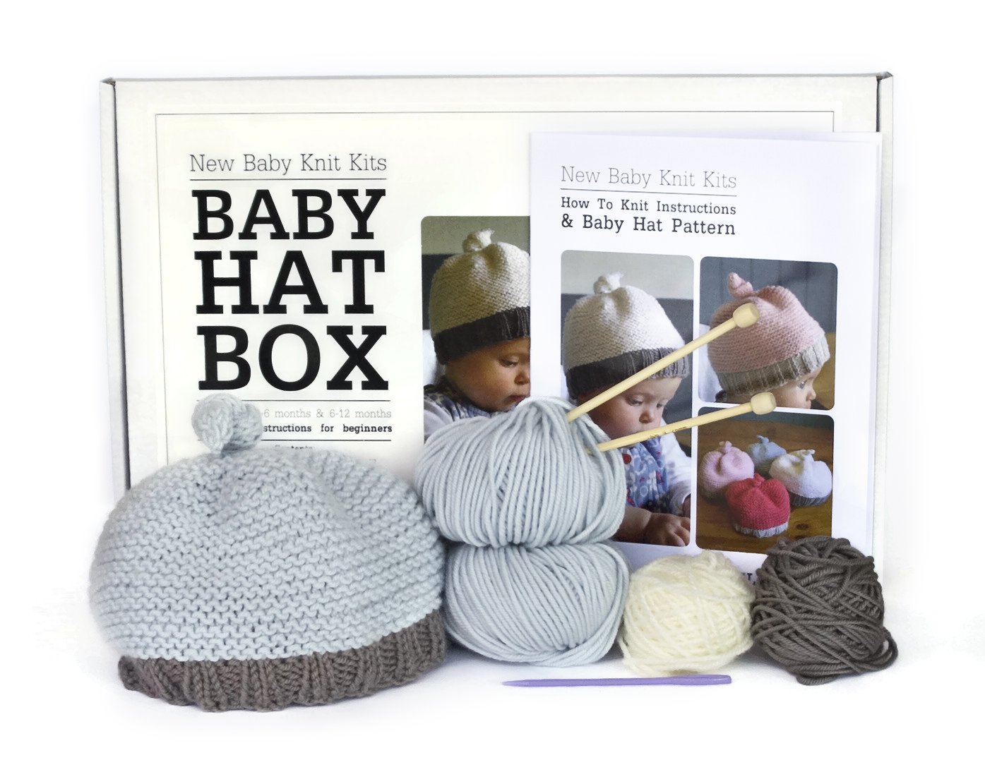Amazon Com Baby Hat Box Learn To Knit Kit Blue Gray Baby Amazon Com Baby Hat Box Learn To Knit Kit Blue Gray Baby