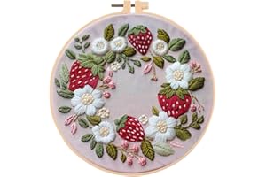 Huacan Embroidery Kit for Beginners Adults Includes Stamped Flower Pattern, Hoop, Color Threads,Tools,Easy to Follow Instruction