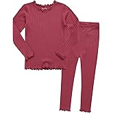 VAENAIT BABY 6M-12Y Infant Kids Toddler Junior Girls Soft Comfy Modal Tencel Shirring Sleepwear Pajamas 2pcs Set