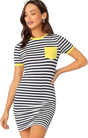 striped bodycon mini dress