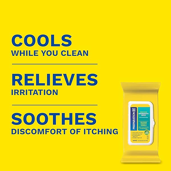 PREPARATION H HEMORRHOID FLUSHABLE WIPES WITH WITCH HAZEL FOR SKIN IRRITATION RELIEF – 48 COUNT