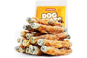 KUADELRO Chicken Wrapped Cod Skin Dog Treats, High Protein Chicken Jerky Chews Rawhide-Free Long-Lasting Dog Training Treats Snacks for Medium and Breeds 10.54oz