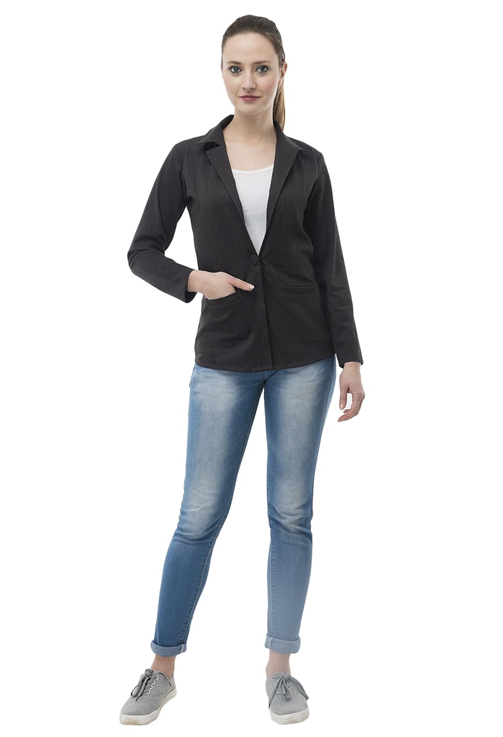 ambrosial women single breasted formal blazer