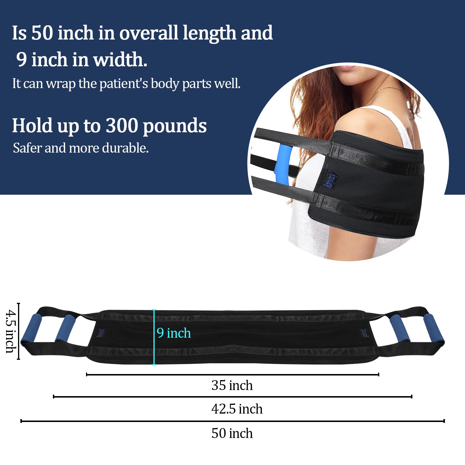 35 Inch Transfer Sling,Lifting Gait Belt for Disabled, Elderly, Injured,Seniors-Heavy Duty Patient Lift Sling Mobility Aid for Transfer Bed to Wheelchair