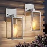 FNYUSLET 2 Pack Silver Outdoor Wall Sconce Lights Wall Mount, Waterproof Exterior Lighting Fixtures, Outside Front Porch Ligh