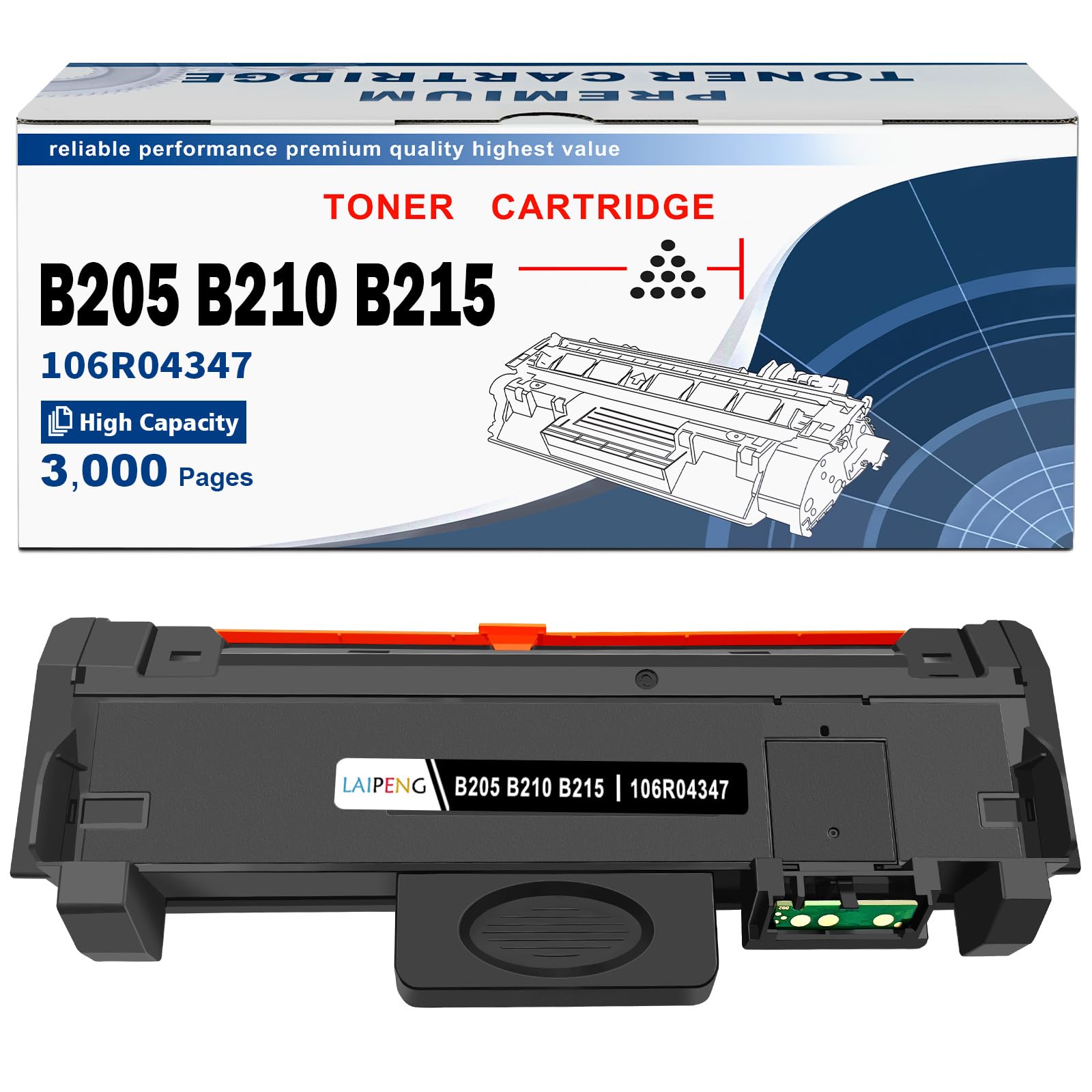 Compatible Toner Cartridge Black B205 B210 B215 High Capacity 3000 Pages for Xerox B210 printer, Xerox B205 B215 multifunction printer