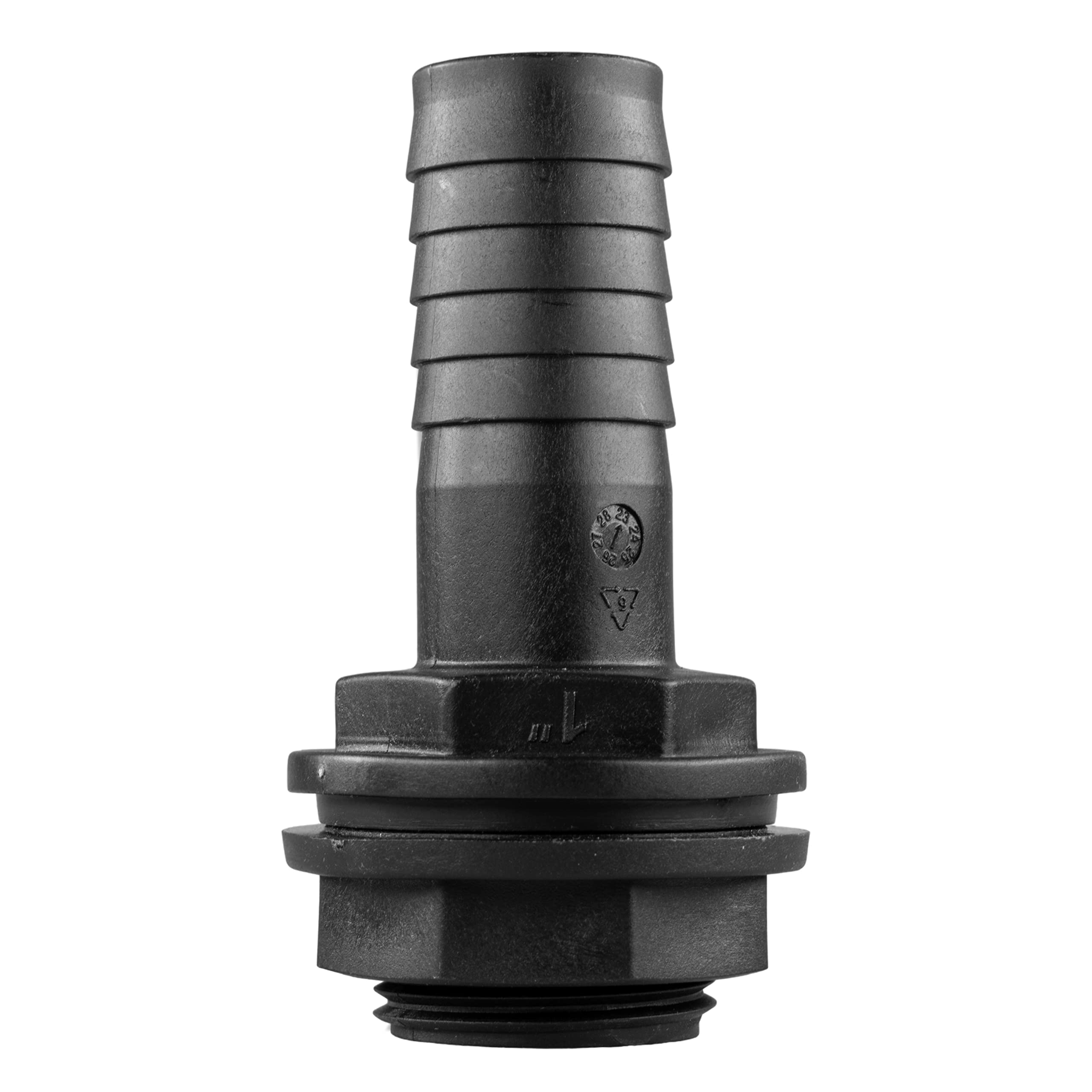 25mm (1") (26 mm Hole) Barbed Water Butt/Water Tank Overflow Outlet Connector/Adaptor with nut and Washer