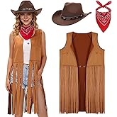 Ultrafun Western Outfit for Women Cowgirl Tassel Sleeveless Vest Cowboy Hat Paisley Bandana Halloween Costumes