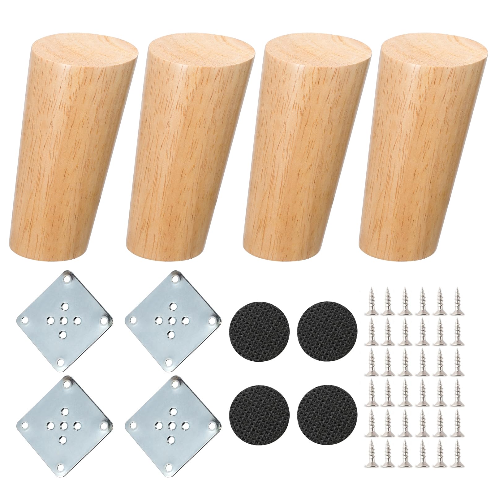 NAKUPENDA Wooden Furniture Legs 4Pcs Sofa Legs Tapered Slanted Legs for Sofa TV Cabinet Bed Dining Table (100mm Height)