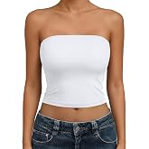 Trendy Queen Women's Strapless Tube Top | Buttery Soft Bandeau Crop Top, Backless Sleeveless Going Out Summer Basic