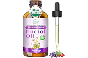 MMPANG Organic Face Oil with Lavender, Rosehip, Frankincense, Pomegranate & Vitamin E - USDA Certified Cold Pressed 100% Natural Anti-Aging Facial Oil for Moisturizing, Brightening - 1oz / 30ml