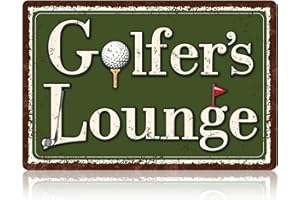 Golfers Lounge Sign, 30x20cm/12x8in Tinplate Vintage Golf Lounge Wall Art Decor Decoration Accessories Supplies with Safer Ro