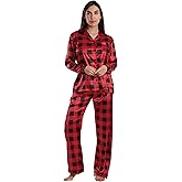 Just Love Satin Pajama Set for Women – Long Sleeve Button Down Womens Pajama Sets – Soft Loungewear & Sleepwear Sizes (S-3X)