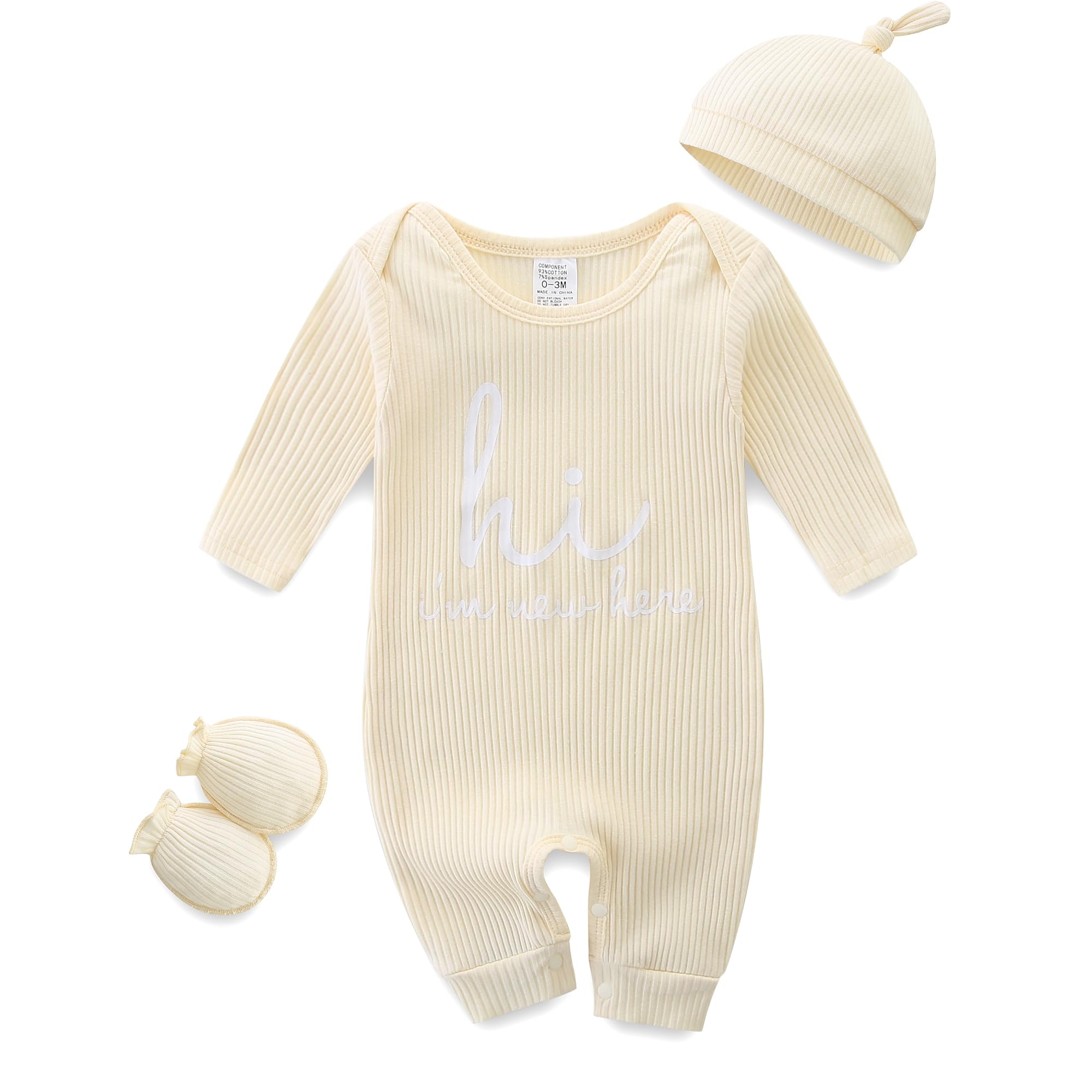 Photo 1 of Bibimom Newborn Coming Home from Hospital Outfit 0-3 Months Baby Registry Search Beige Onesie