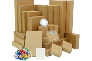 Breeze Touch 24 Pack Christmas Gift Boxes with Lids for Presents, Kraft Shirt Gift Boxes Assorted Sizes, Gift Wrapping Present Boxes for Robes,Shirts,Sweaters,Clothes and Jewellery