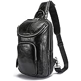 LANNSYNE Vintage Full Grain Leather Sling Bag Crossbody Chest Daypack | Vintage, Full Grain, Leather, Chest