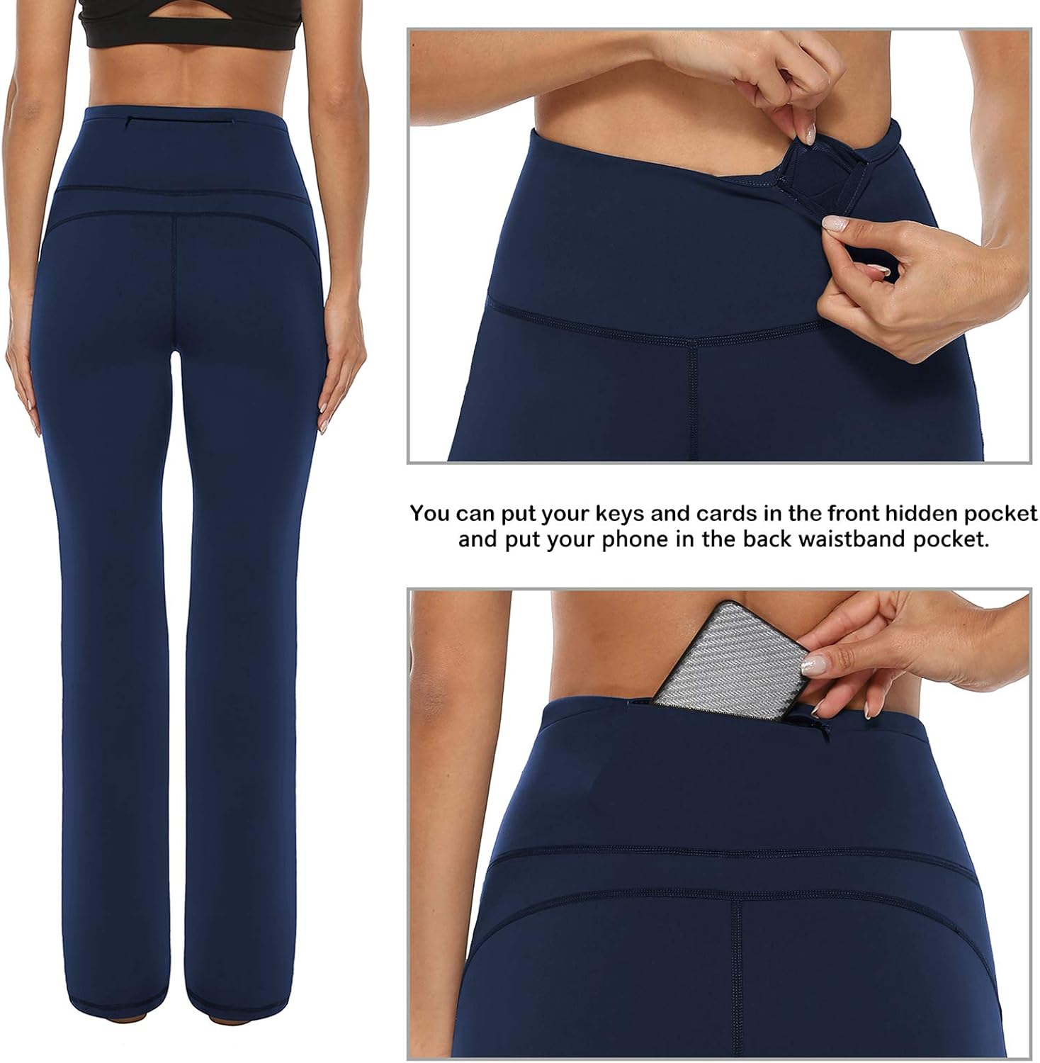 AFITNE Women's Bootcut Yoga Pants with Pockets, High Waist Workout Bootleg Yoga Pants Tummy Control 4 Way Stretch Pants at  Women’s Clothing store
