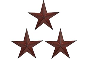 VIVICOMFY 12" Metal Barn Star Wall Decor-American Flag Stars for Outside Or Inside of House-Iron Texas Metal Star Rustic Vintage Western Country Home Farmhouse Wall Art Decorations (Set of 3)