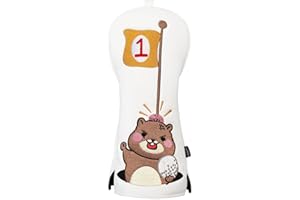 Golf Club Cover for Driver Fairway Wood Hybrid Mallet Putter Cover, Wootfairy Golf Club Headcovers Waterproof Leather White Accessories Compatible with Taylormade Odyssey and More Brand