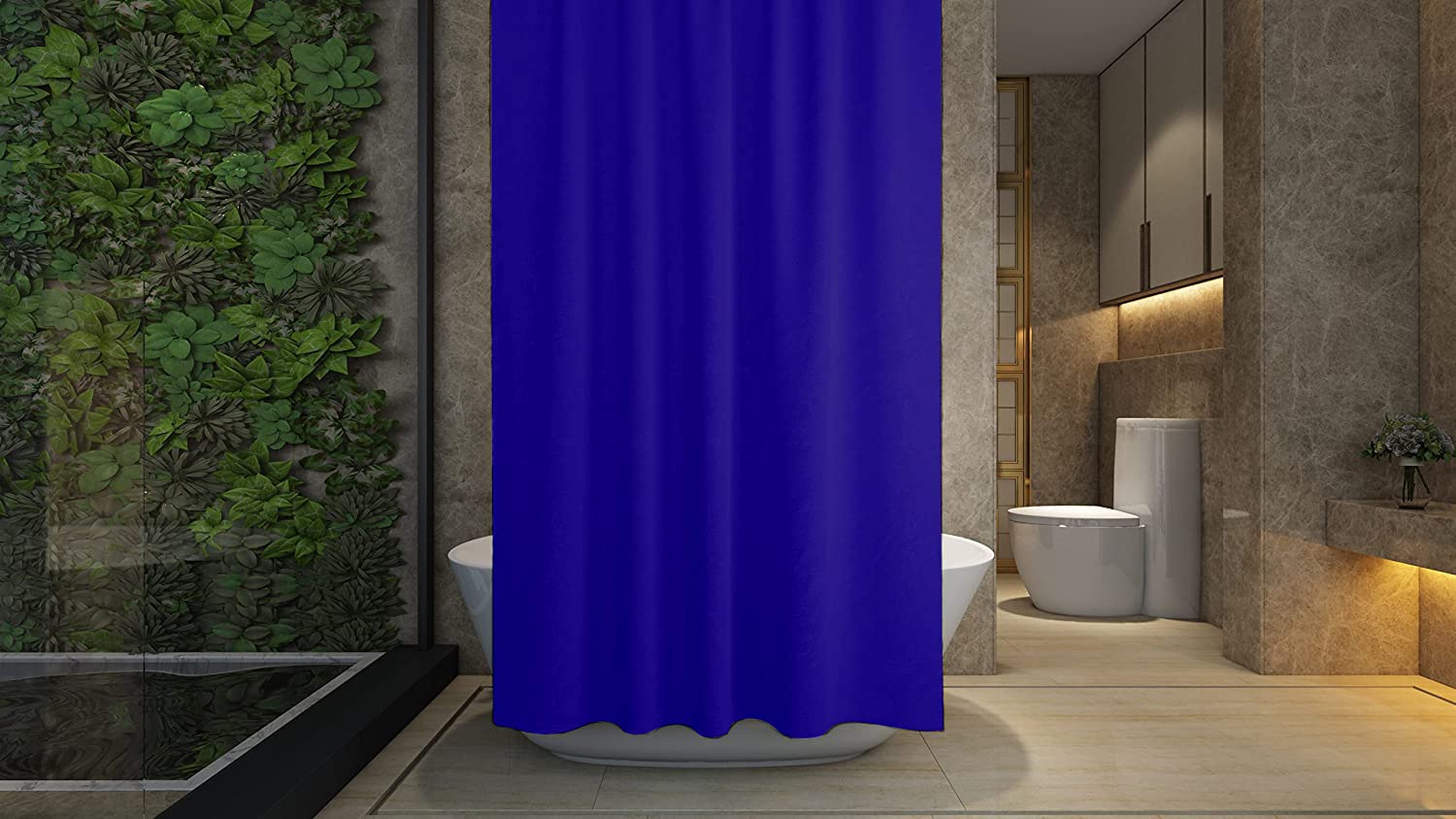 ProBytes Shower Curtain - Made of PEVA, Water Repellent, Mildew Resistant, 180x180cm, 71x71inch, Rail Hooks,Feather Light, Ultra-Thin, Wet Rooms, Shower, Bath, Plain, Vibrant Colours (Admiral Blue)