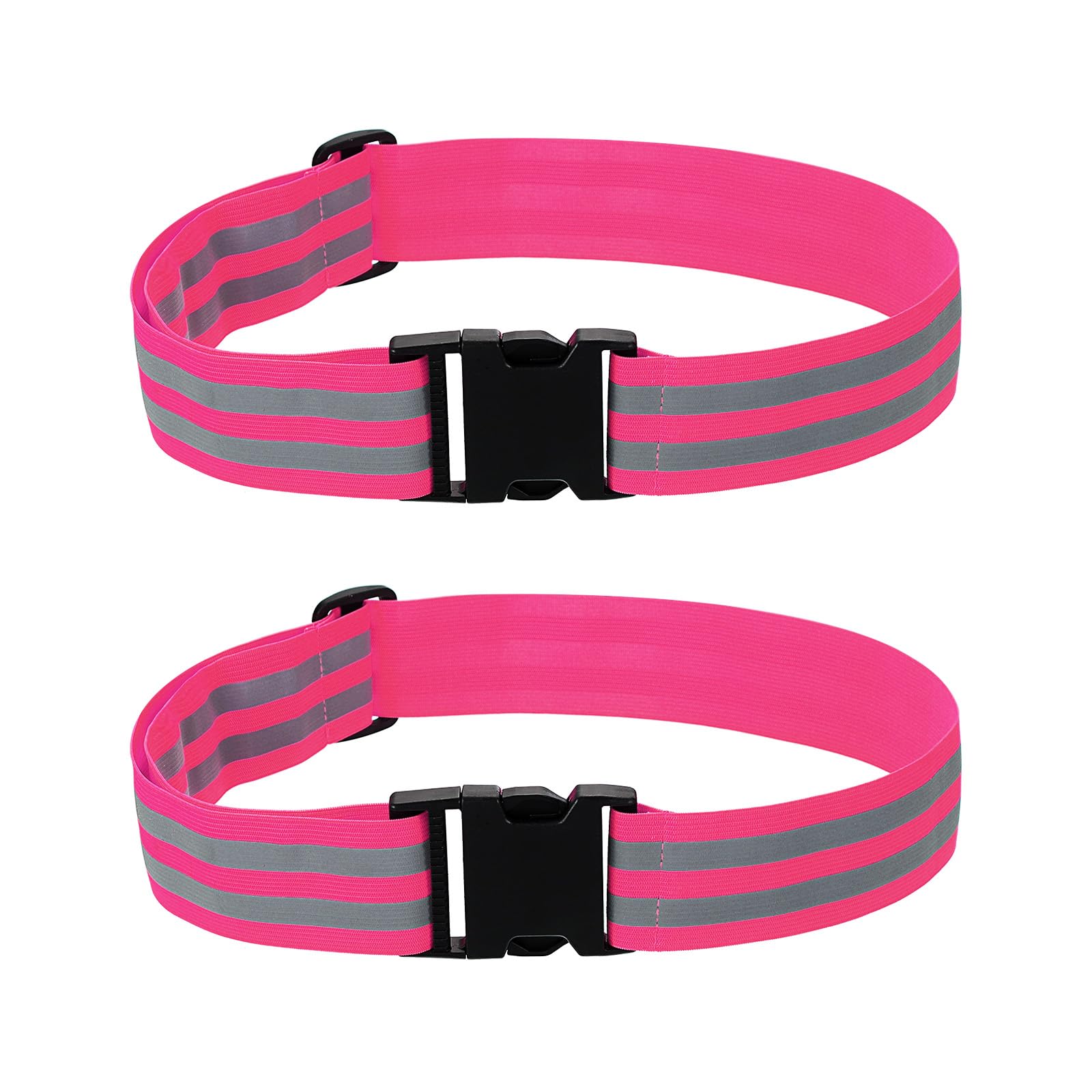 PATIKIL Adjustable Reflective Running Belt 1.9 Inch, 2 Pcs Glow Pt Belt Sash for Cycling Walking Motorcycle Gear, Pink