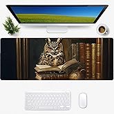 Owl Book Gaming Mouse Pad, Desk Mat, Non-Slip Rubber Base Cool Aesthetic MousePads for Computer Laptop Keyboard Office School Home Desktop Accessories Decor 31.5" x 11.8"