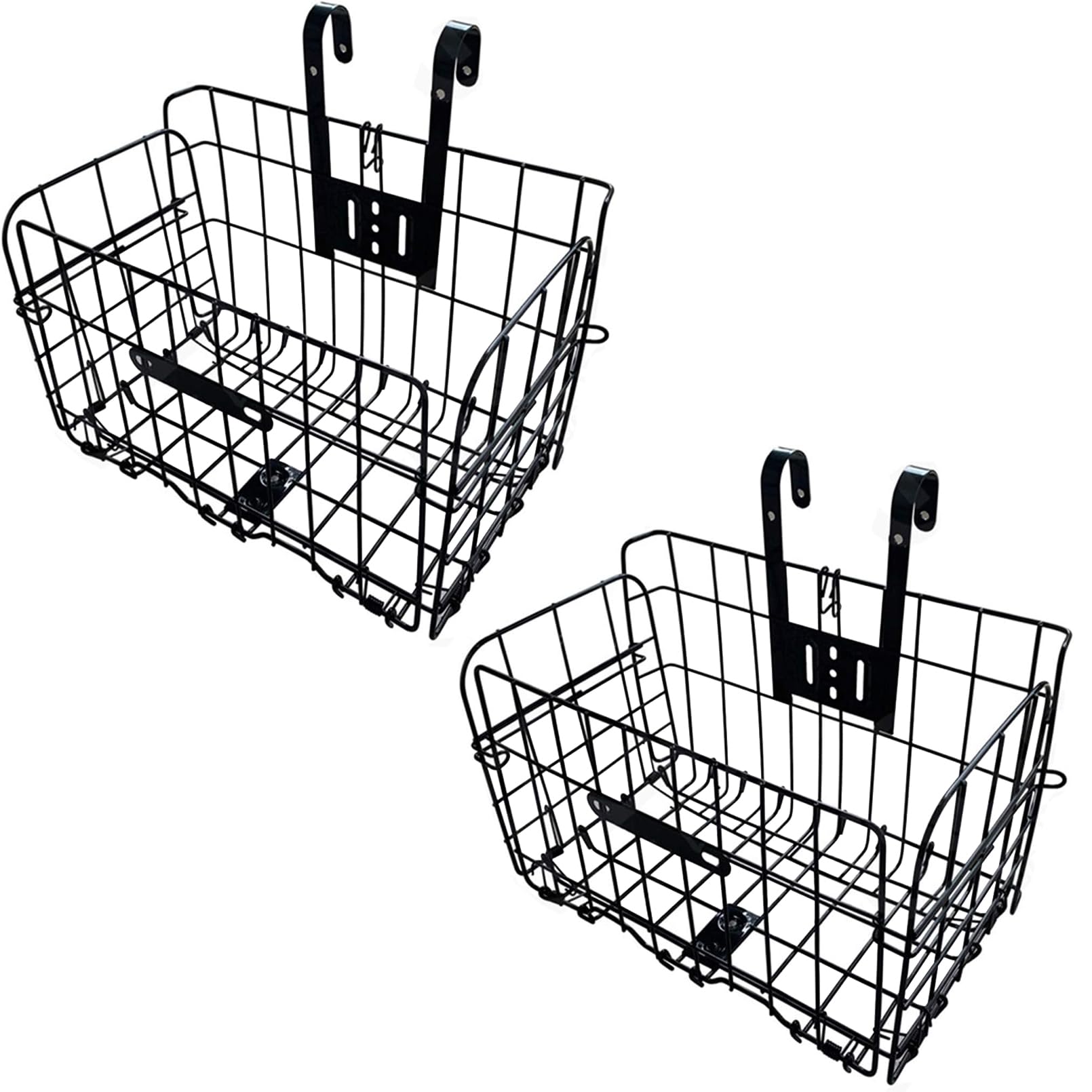 Photo 1 of Folding Bike Front Basket Wire with Handles Easy Installation on Front Handlebar for Bicycle Accessories Frame Cargo Rack-2Pcs (BLACK-2PCS)