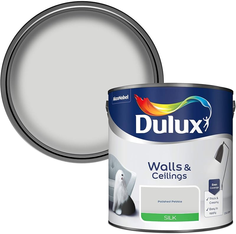 Dulux Du Silk Polished Pebble 2.5 L Interior Paint, Cool Neutral