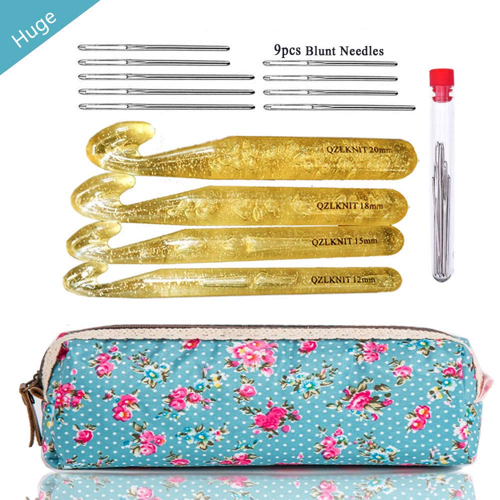 Huge Crochet Hook Set and 9 Pieces LargeEye Blunt Needles,Yarn Crochet