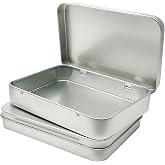 2 Pcs Hinged Tin Box Metal Tins Storage Containers, Silver 4.5x3.3 inch | Portable Craft Organizer for Home Storage to pills, candies, herbs, planting seed, nail art etc