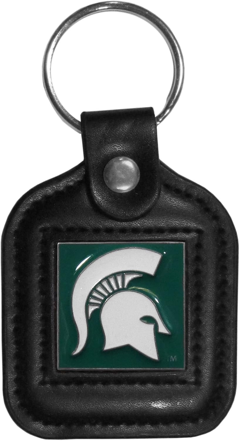 NCAA Siskiyou Sports Fan Shop Michigan State Spartans Square Leather Key Chain One Size Black : Sports & Outdoors