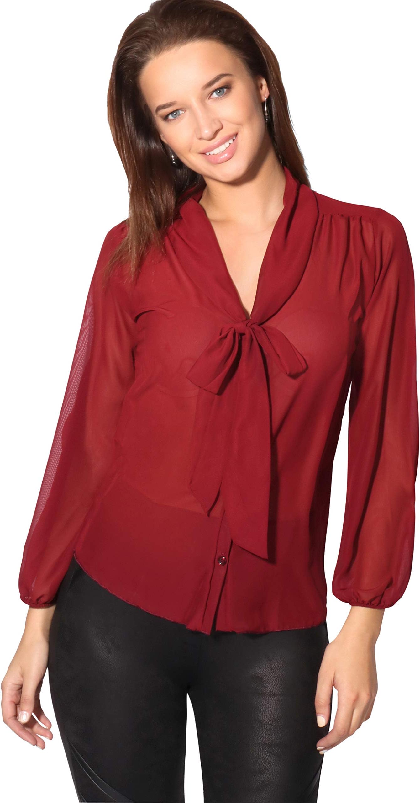 KRISP19.49 Women's Chemise Col Lavallière