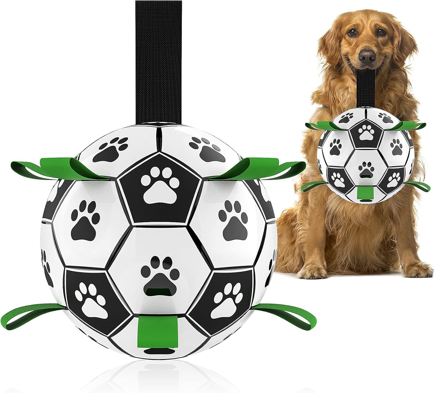 HETOO Interactive Dog Football Toys with Webbing, Durable Dog Water Balls for Small Medium Breed, Indoor & Outdoor (8 Inch) — image 1