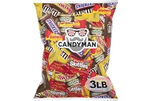 CANDYMAN (3 LBS) Bundle of Chocolate Candy with M&M's Milk Chocolate, M&M's Peanut, Skittles, Starburst, Snickers, Milky Way & Twix Individually Wrapped Candy