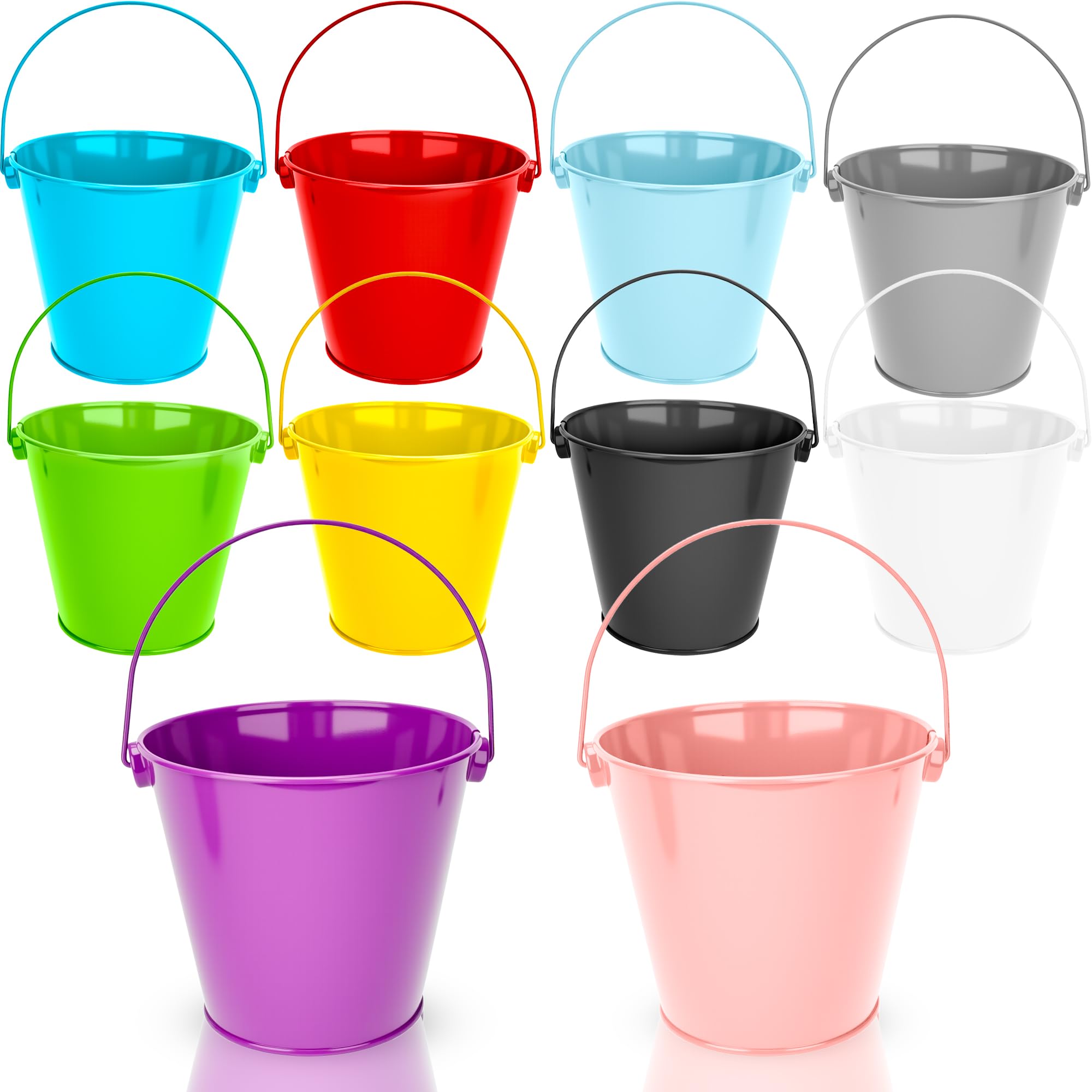 Photo 1 of 10 Pcs Mini Metal Bucket with Handle Small Colorful 4.73 x 3.94 x 3.19 Inch Bucket for Christmas Classroom Party Crafts Beach, 10 ColorsLPNPMFV8140472