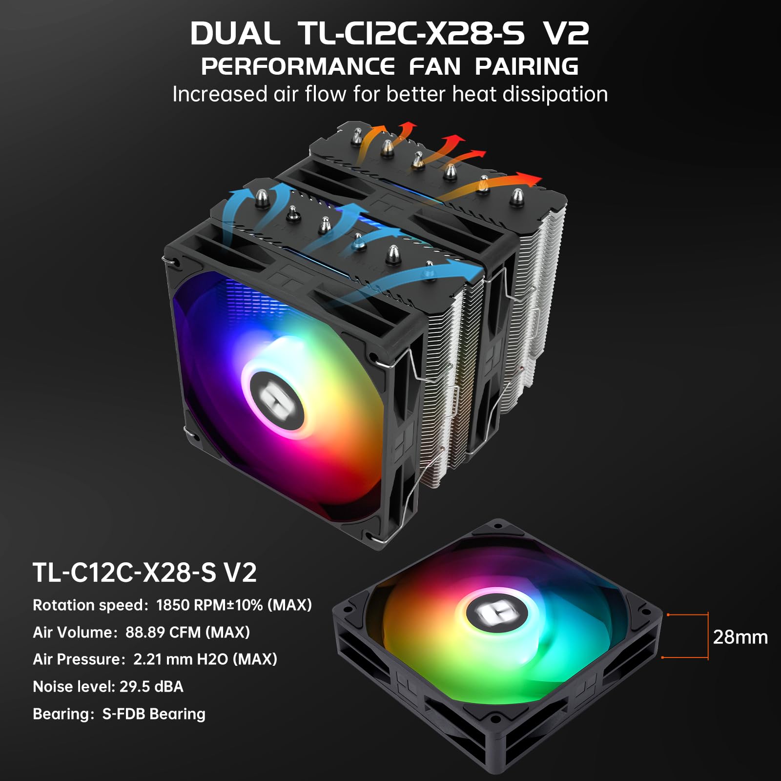 Thermalright Peerless Assassin 120 SE ARGB Black V2 CPU Air Cooler - 6 Heat Pipes AGHP GEN 5.0 Technology | 1850RPM PWM 120mm Fans, for Intel 1851/1700/115X/1200, AMD AM4/AM5