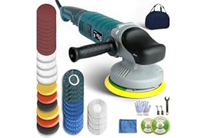 ALFLOD Buffer Polisher, 42 Pack Dual Action/DA Polisher, 5 Inch/6 Inch Rotary Buffer Polisher Waxer, 7 Variable Speed 6500 RPM for Car Detailing, Boat Sanding, Polishing, Waxing
