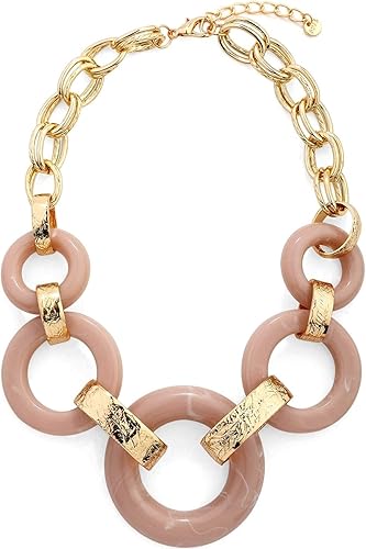 Gargantilla de estilo tribal rosa de acrílico grande ...