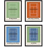 Poster Master 4-Piece Sports Print - Tennis Poster - Sport Tournament Art - Grand Slam Wall Design - US & Australian Open Art - Great Gym, Living Room or Office Decor - 8x10 UNFRAMED Wall Art