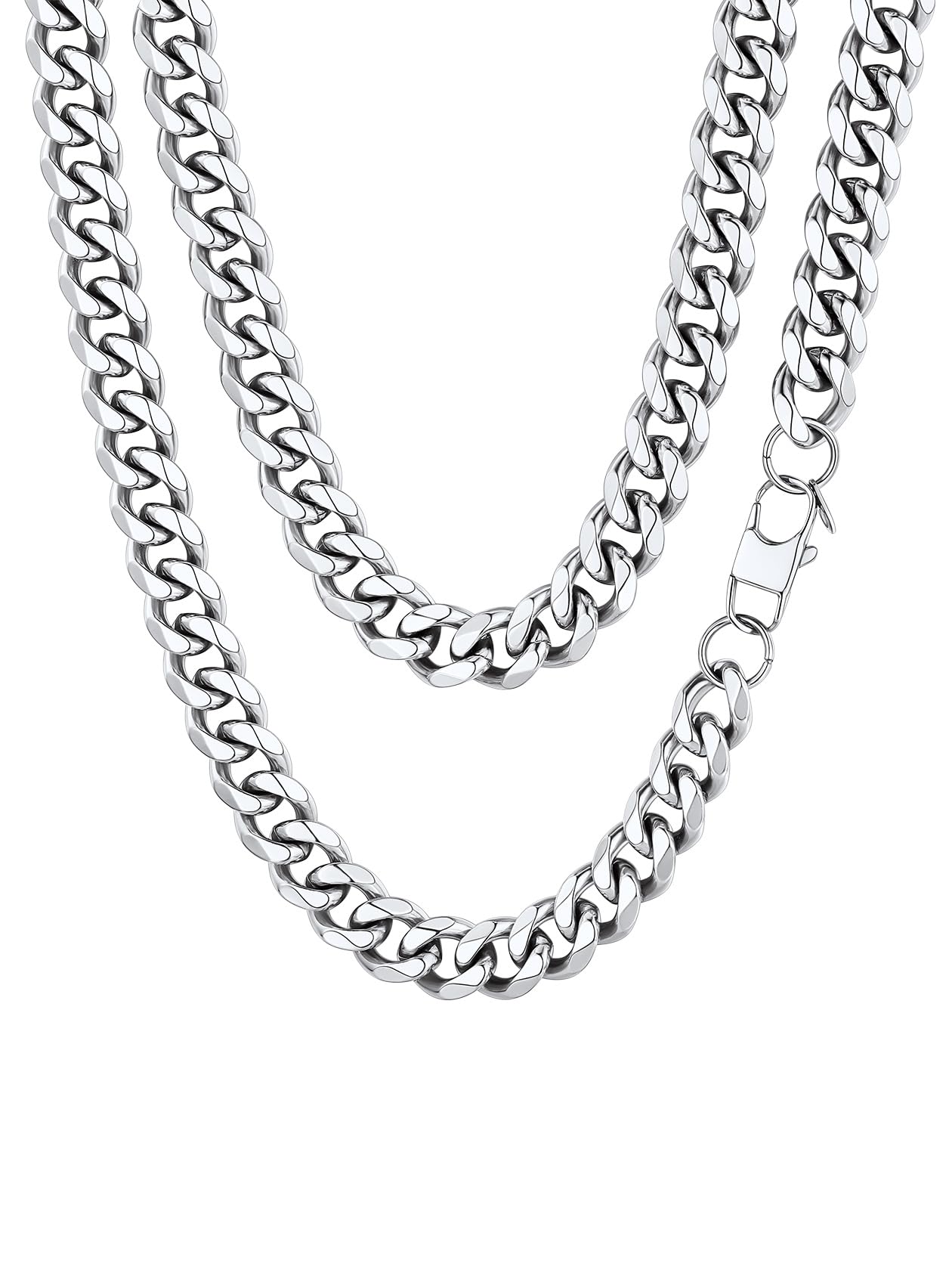 Thick Silver Chain Necklace Men Biker Chain for Men Silver Cuban Link Chain — image 1