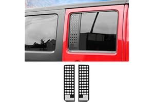 Hoolcar Rear Door Window Decals Aluminum Alloy Glass Panel Cover for 2007-2017 Jeep Wrangler JKU, 4 Doors, American Flag